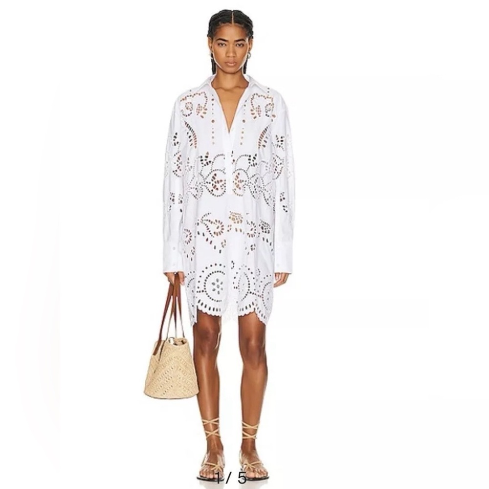 NILI LOTAN Mathilde Embroidered Poplin Dress